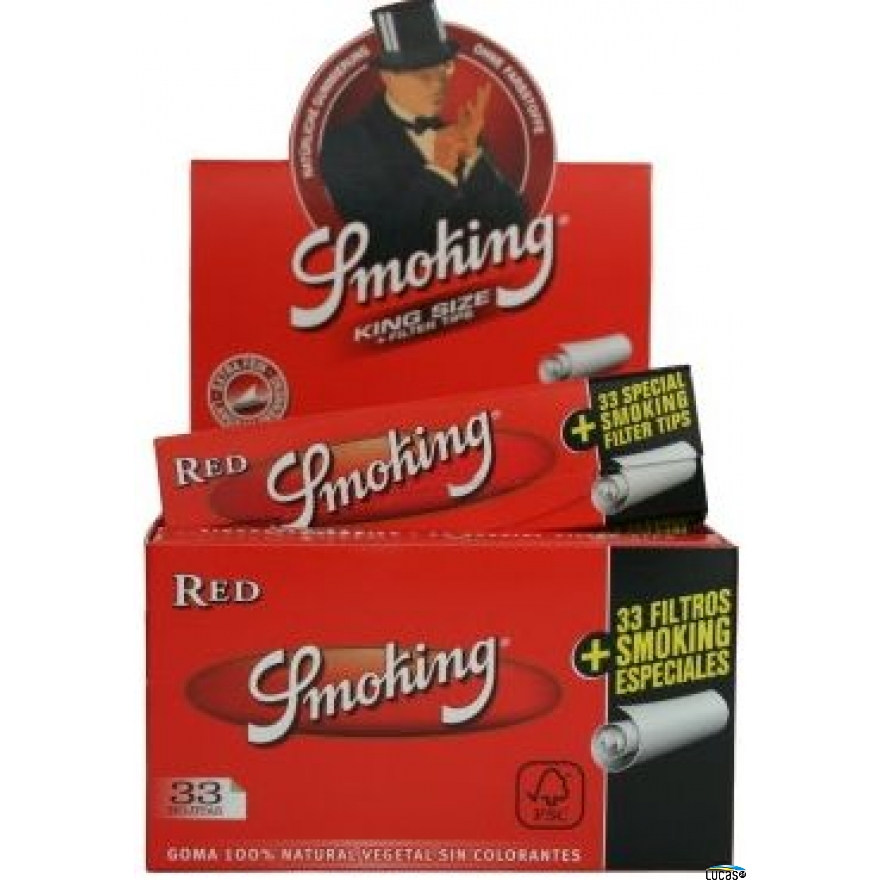 Smoking RED King Sitze Papier + Filtertips